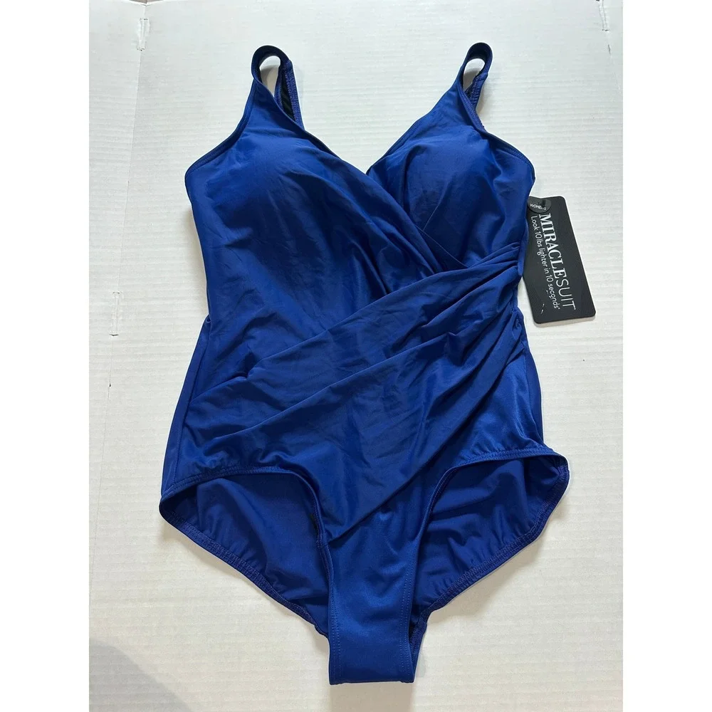 Miraclesuit Oceanus‎ Swimsuit 18W Azul Blue Slimming One Piece 6519088W